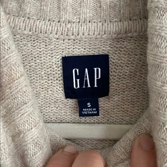 GAP Women’s Cream Long Sleeve Turtleneck Sweater Dress Size Small - Picture 5 of 7